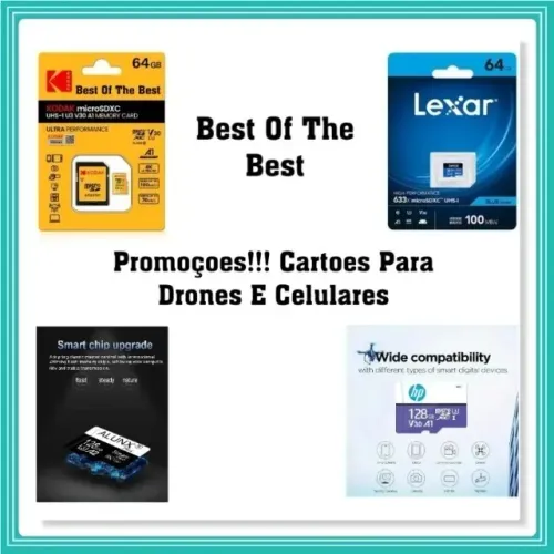 Kodak-Lexar-Alunx-E HP- Cartoes De Memória U3 A1 V30 Classe 10 SD TF 64gb-E 128GB