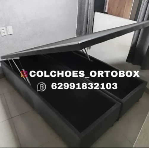 Cama Box Baú Casal bi partido com pistões hidraulicos
