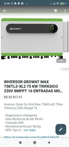 INVERSOR GROWAT MAX 75KTL3 - XL2 75KW