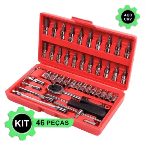 Kit Chaves Jogo Catraca Reversível 46 Peças