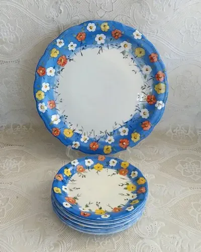 Jogo De Bolo Porcelana Inter-american Pintado À Mão