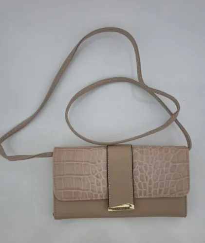 Bolsa em courino Croco Bege