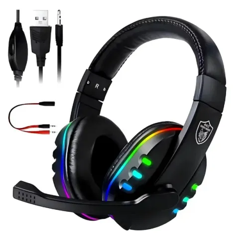 Fone Gamer Com Led Rgb com Microfone Para PC USB Headphone Iluminado