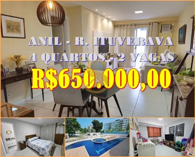 Condomínio Chacara da Freguesia - APARTAMENTO 4 QUARTOS NA RUA ITUVERAVA - ANIL - 123m² - 