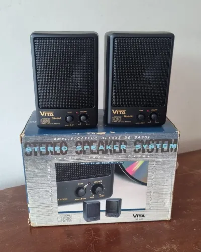 Antigo Par de Mini Caixas de Som para Toca CDs Vita