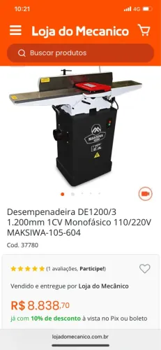 Desempenadeira DE1200/3 1.200mm 1CV TRIFÁSICO MAKSIVA