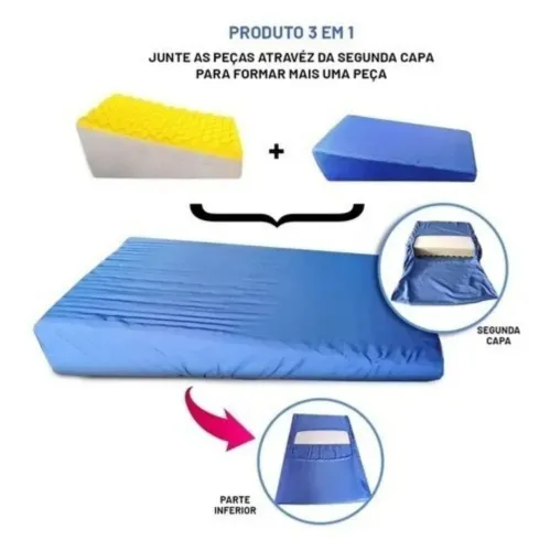 Travesseiro Anti Refluxo Varizes Ronco Portátil Capa lavável Cor Azul
