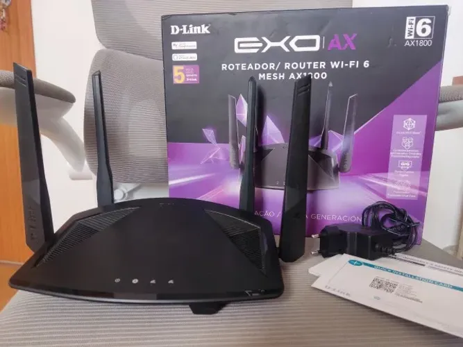 Roteador MESH D-Link WiFi 6 EXO AX1800, 2.4Ghz/5Ghz, Google Assistant e Alexa
