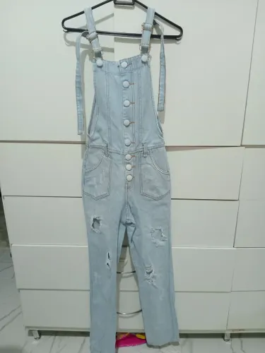 Macacão Jeans Infantil Destroyed