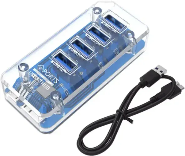 Hub USB 3.0 4 Portas Knup KP-HB517 Transparente - WZetta