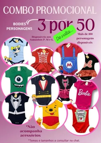COMBO BABY BEBÊ MESVERSÁRIO - 3 BODIES POR 50