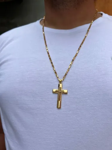 Cordão masculino com pingente - folheado a ouro
