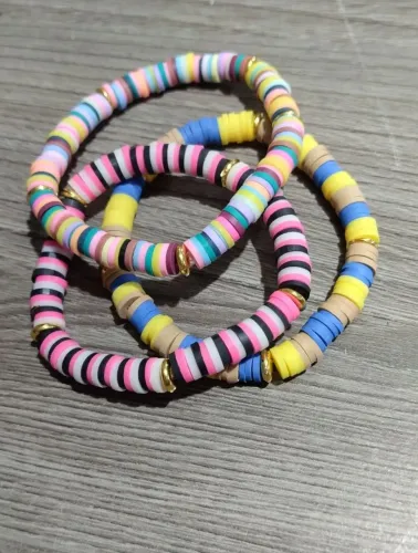 Pulseiras personalizadas de fimo, personalizadas de pedras e canetas
