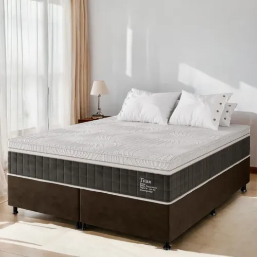 Colchão Queen Terapêutico Massageador Titan D28 + Base Box tt87