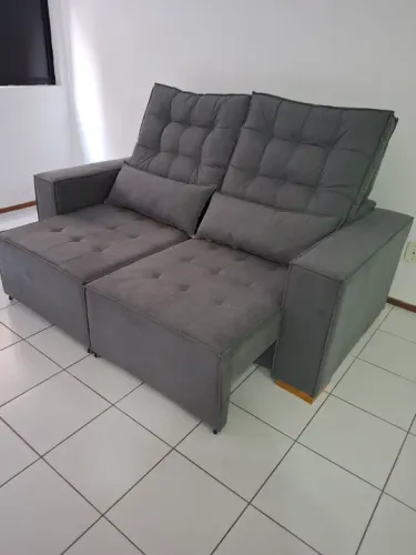 Sofa retratil em sued veludo 2.00 metros retratil e reclinavel