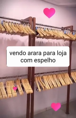 Arara para loja com espelho e 100 cabides