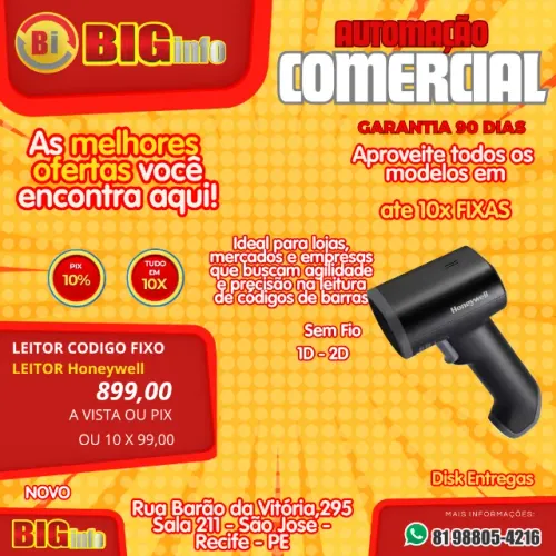 Leitor de Código de Barras Sem Fio Honeywell HH492 2D