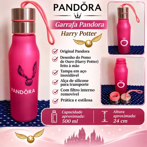 GARRAFA PANDORA HARRY POTTER - POMO DE OURO PINTADO À MÃO - ROSA