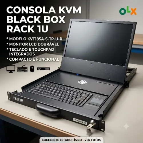 Gaveta KVM Console de Rack 1U Blackbox (Monitor, Teclado e Mouse) - Completo