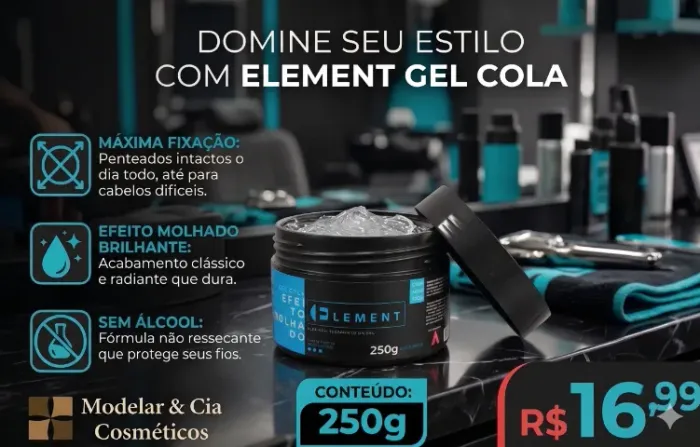 Gel Cola para Cabelo Element: Fixação Extrema e Cuidado com os Fios