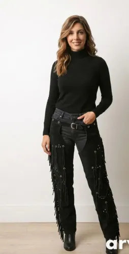 Calça de couro estilo boiadeira 