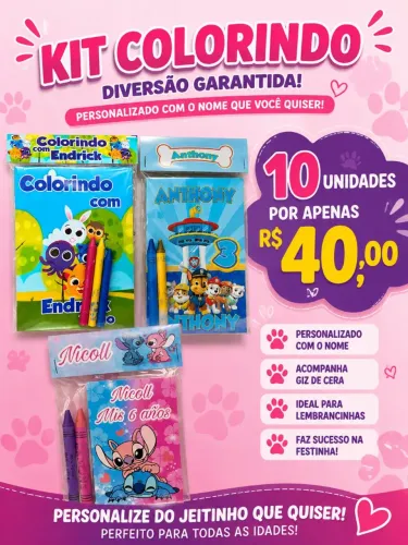 KIT 10 UNIDADES LIVRINHO LEMBRANCINHA