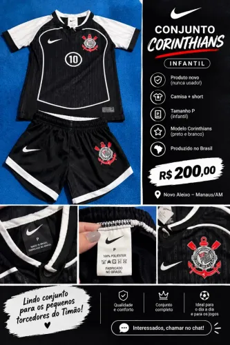 Conjunto Feminino Corinthians - Tamanho P