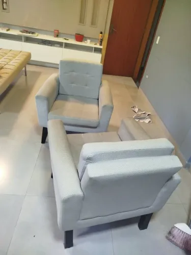 Poltronas de tecido branco 2 unidades