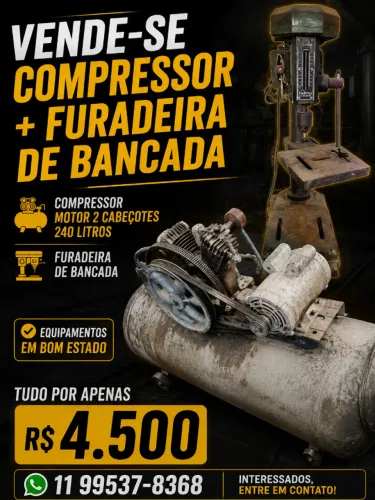 compressor + furadeira de Bancada