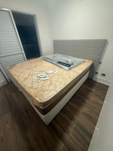 Conjunto King Size Completo : Cama Baú & Colchão Ortobom + Cabeceira Estofada Tok&Stok