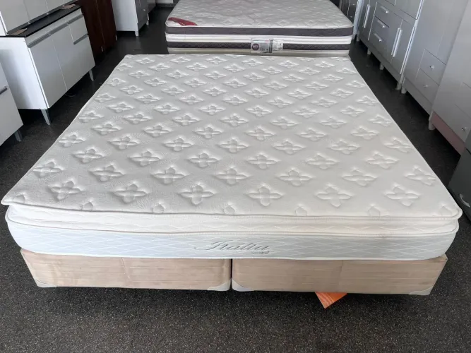 Cama box super king size Colchão molas ensacandas bambú dividimos TB cartão 