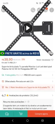 Suporte tv articulado