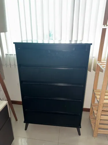Cômoda / Móvel Gaveteiro Preto Moderno (5 Gavetas)