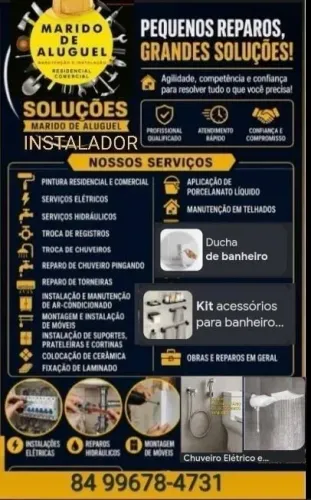 Instalador em Parnamirim-RN, Chuveiro elétrico, Sanitário, Duchas, Hidráulico,..
