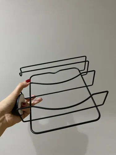 Suporte Triplo Porta Papel Toalha/Filme Preto