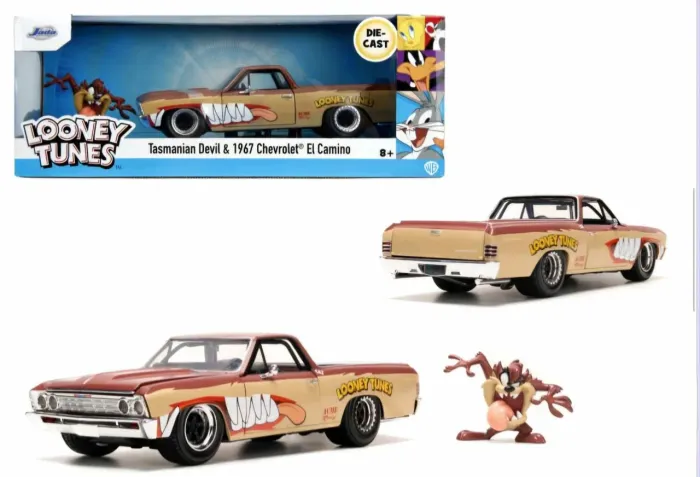 Miniatura 1967 Chevrolet El Camino 21 cm + Demônio da Tasmânia Taz Looney Tunes Jada Novo