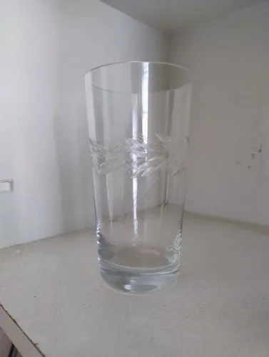 Conjunto com 6 Copos Altos de Cristal Hering - Lapidados à Mão - Antigos Vintage