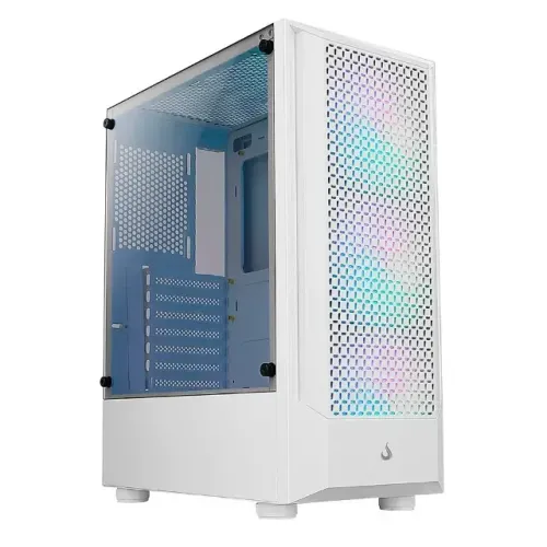 Gabinete Gamer Rise Mode Wave White, Mid Tower, Lateral em Vidro Fumê, ARGB, ATX, 3 Cooler