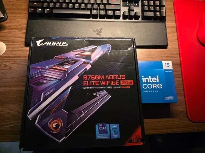 Kit Placa mãe e Processador Core i5 14600k B760M Aorus Elite Wifi6e Gen5