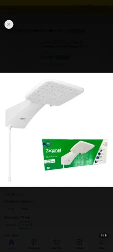 Chuveiro Ducha Eletrônico Quadratta Branco - Zagonel 127V: 5500W
