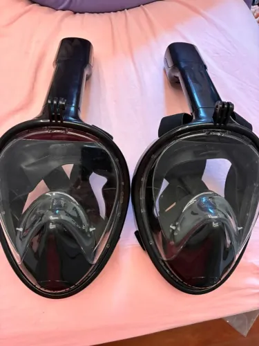 máscaras de mergulho full face (rosto inteiro) com snorkel integrado c suporte go pro
