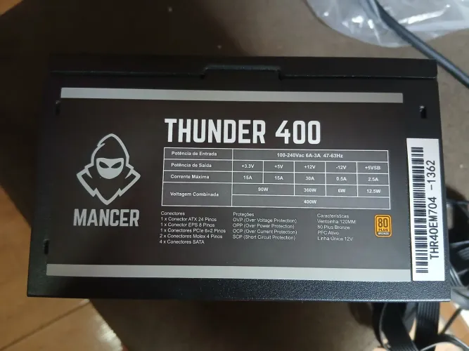 Fonte mancer Thunder 400w pfc ativo 80 plus bronze