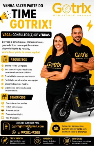 VAGA PARA CONSULTOR DE VENDAS