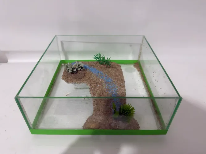 Terrário aquaterrario modelo tabuleiro com plataforma central
