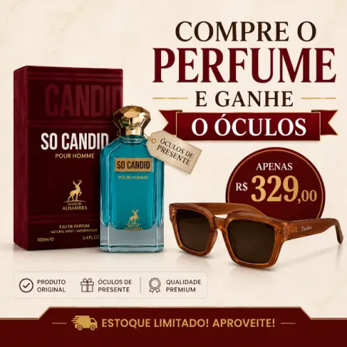 Kit Perfume So Candid Pour Homme 100ml + Óculos de Presente