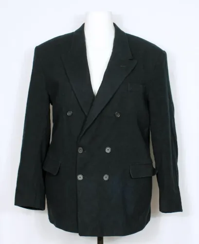 Blazer social alfaiataria masculina lã batida preto plus size inverno - Ref. 6040