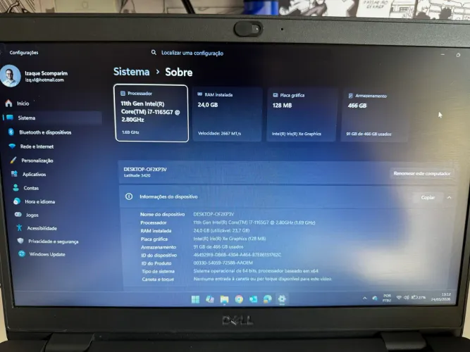 Notebook Dell latitude 3420 i7 11° 24GB RAM
