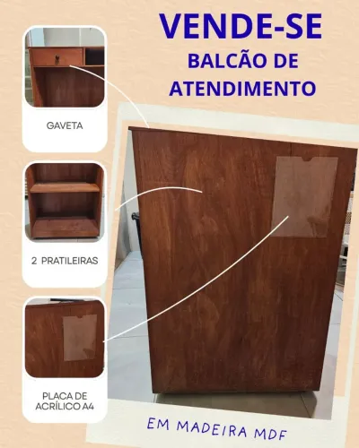 Balcão de atendimento com gaveta