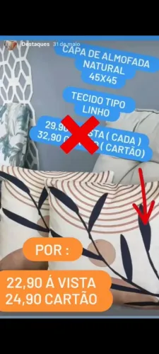 SUPER PROMOÇÃO - CAPA PARA ALMOFADA NATURAL DECOR NATURAL