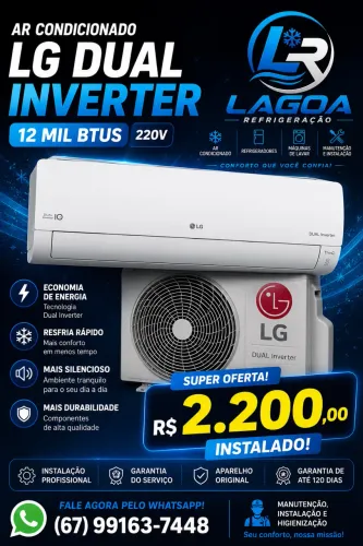 LG dual inverter 12 mil btus (com instalação)
